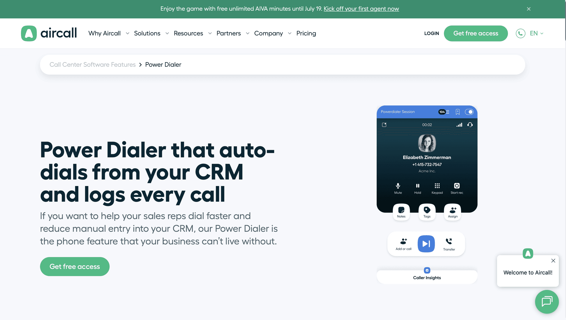 Aircall call handling interface used by Clinic Evo