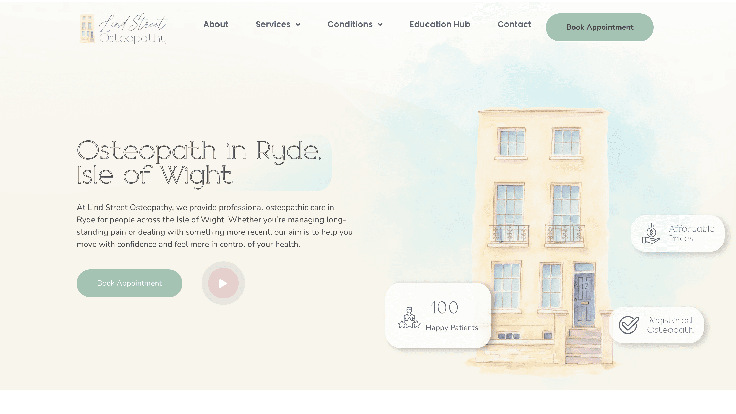 The Lind Street Osteopathy website, brand and site built by Clinic Evo